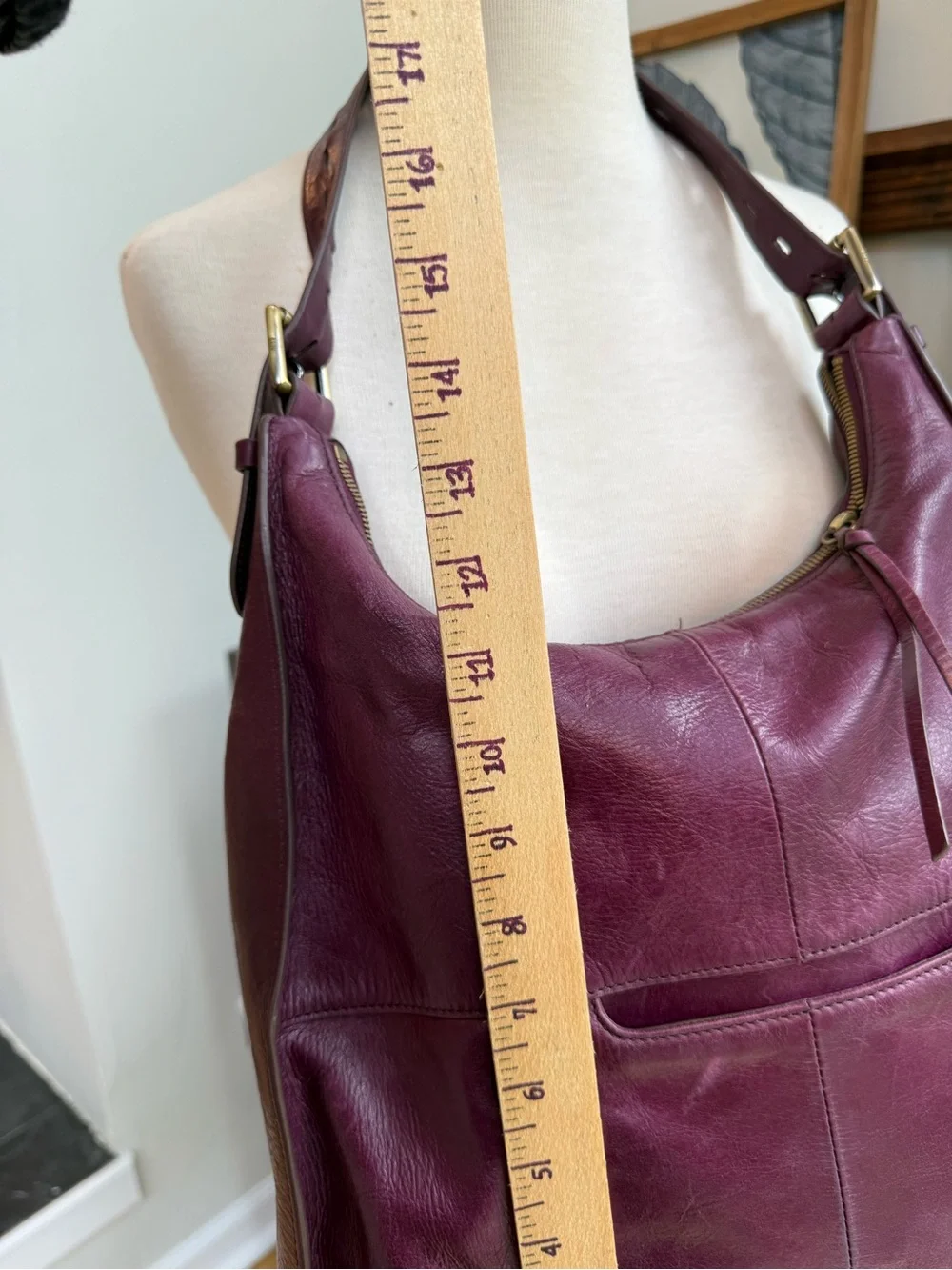 Hobo International Marley Shoulder Bag Berry Burgundy Leather Hobo Purse - Picture 8 of 16